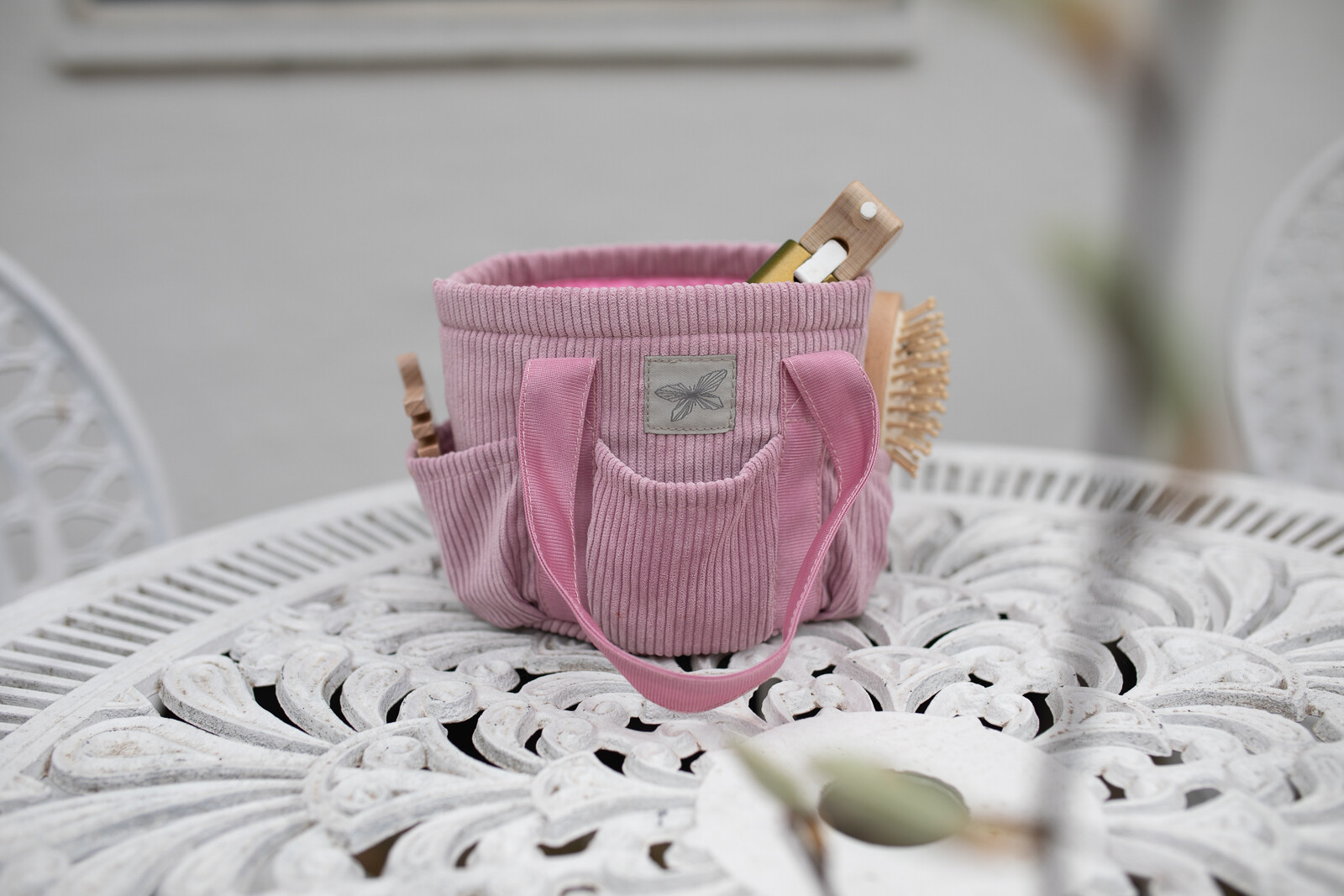 Poetstas voor Hobby Horse verzorging Roze corduroy