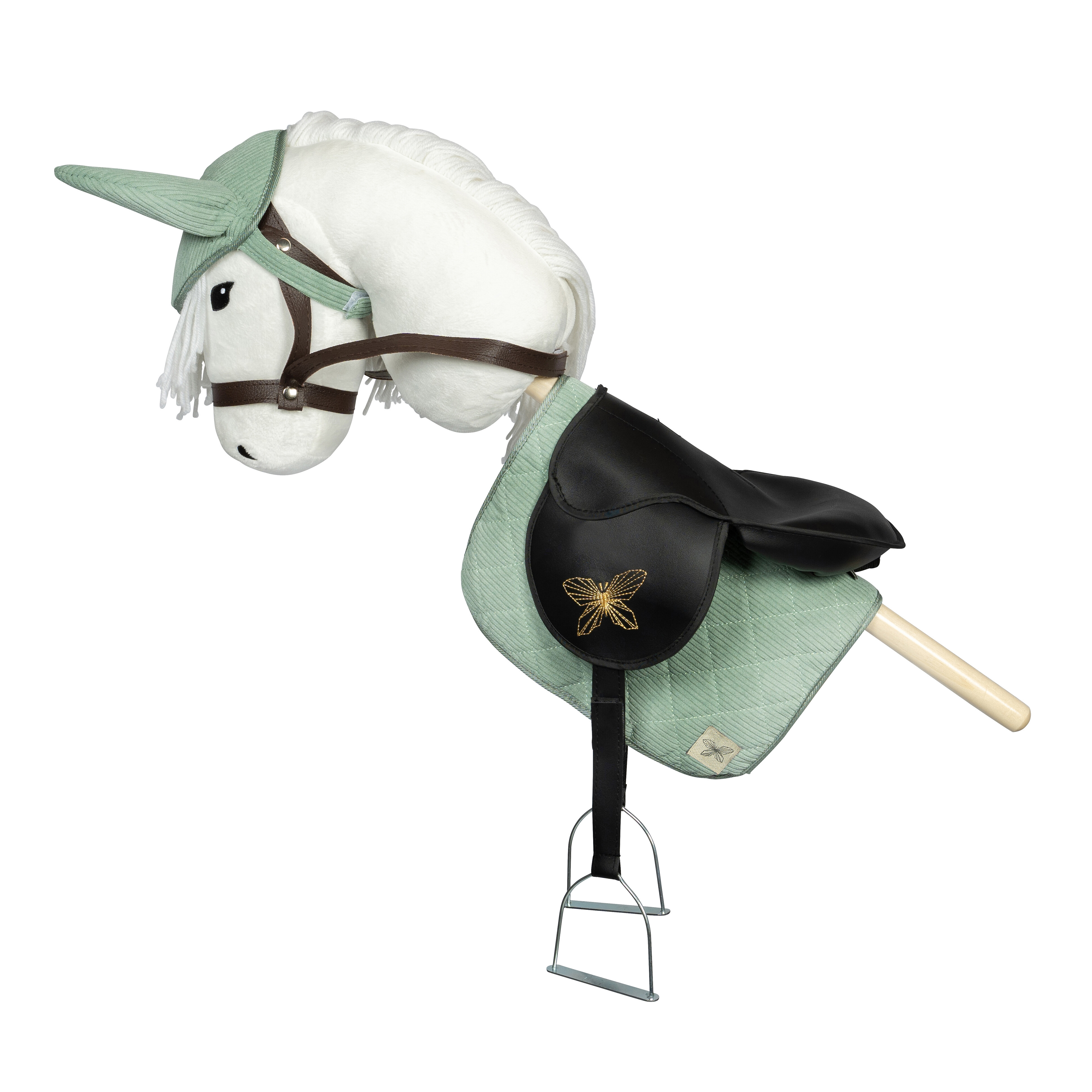 Zadeldekje en Oornetje voor je Hobby Horse corduroy groen