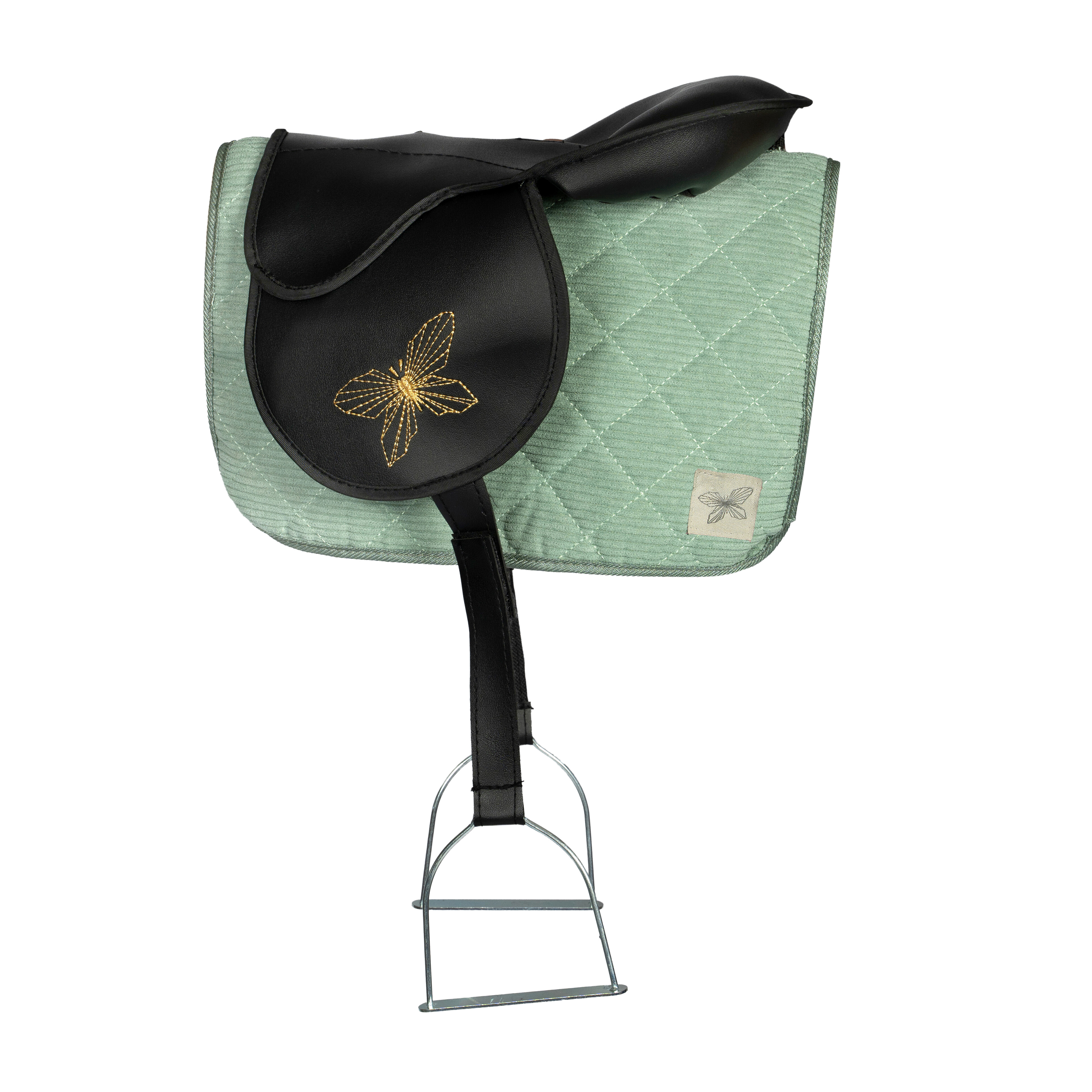 Zadeldekje en Oornetje voor je Hobby Horse corduroy groen