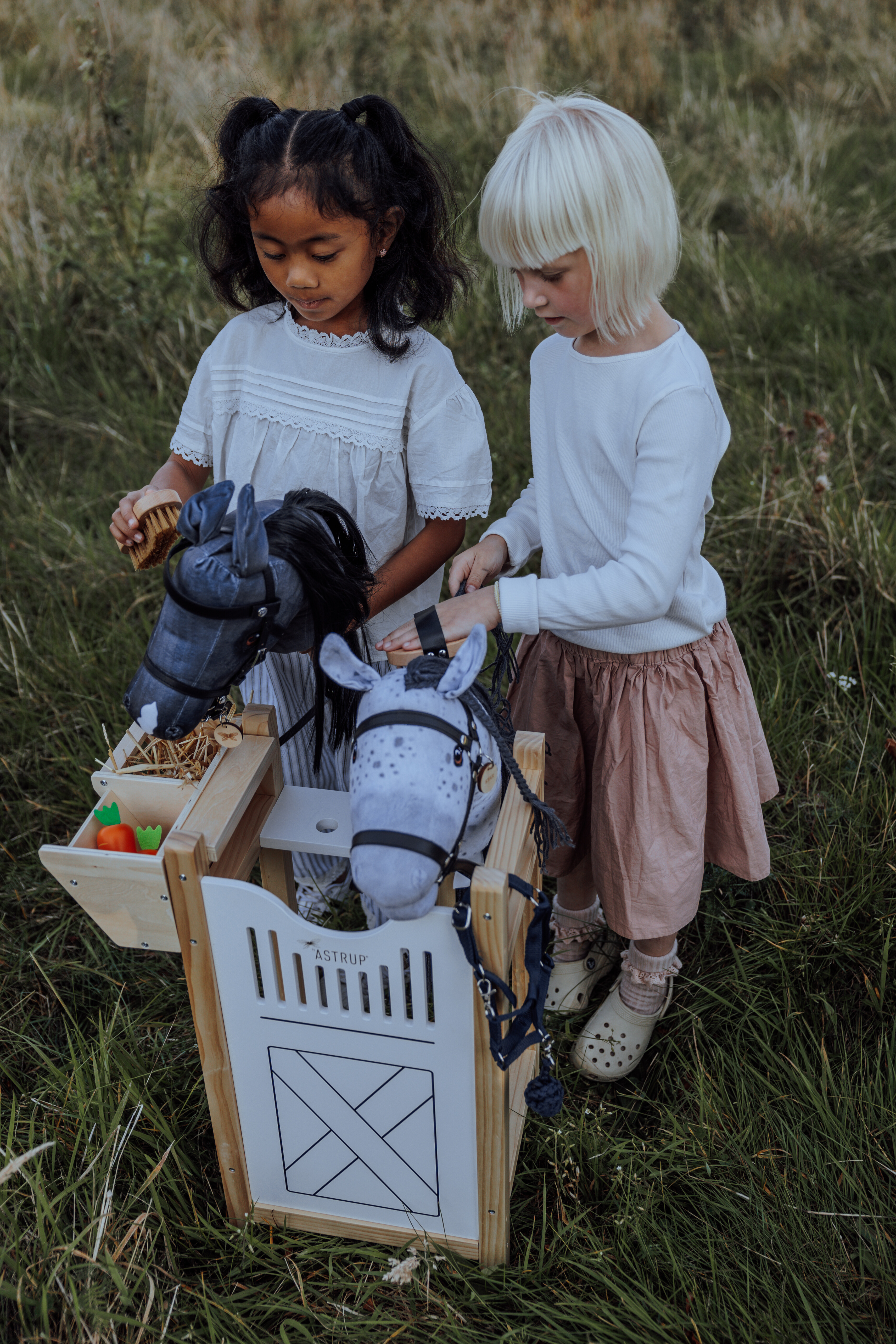 Paardenbox voor 2 Stokpaarden / Hobby horse