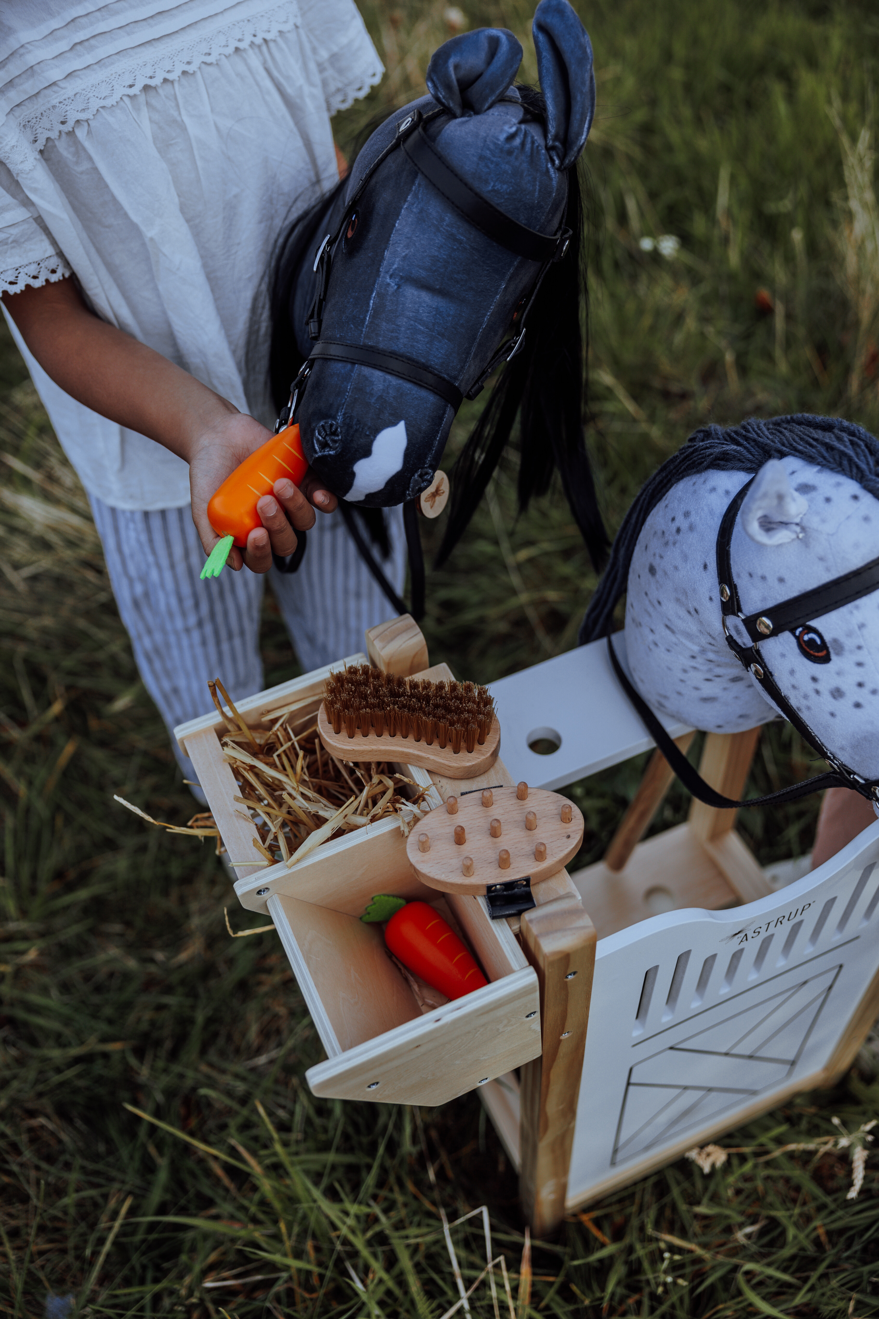 Paardenbox voor 2 Stokpaarden / Hobby horse